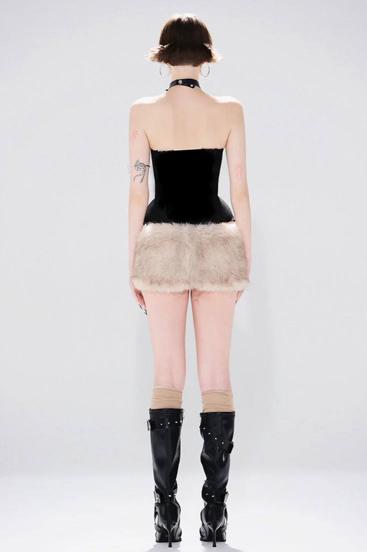 Solid Color Backless Tube Fleece Two Piece Set - Image 5
