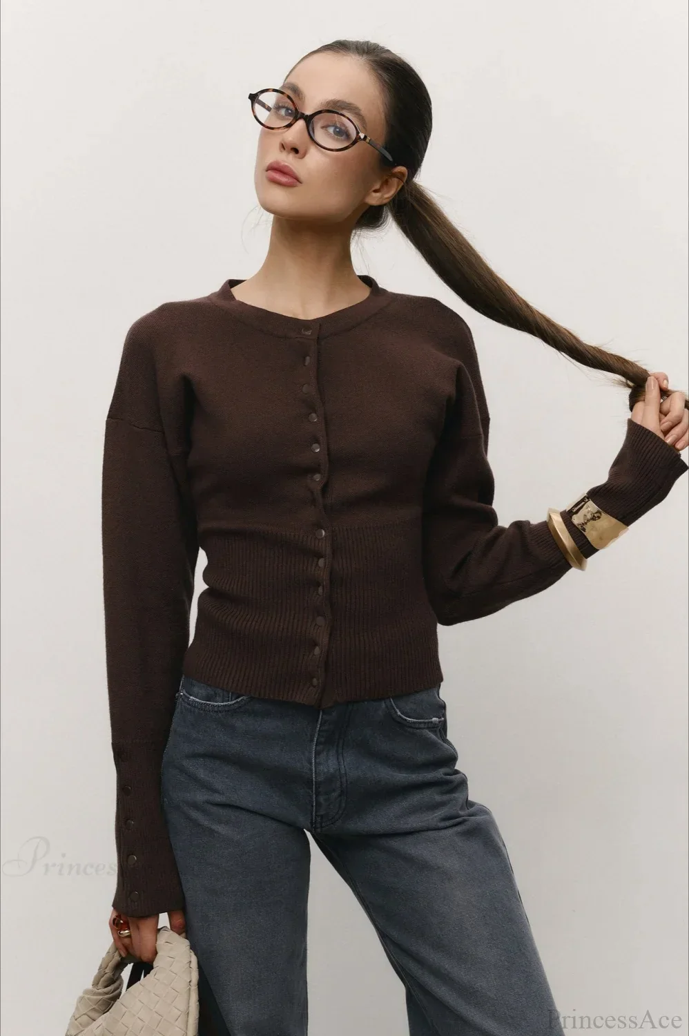 Solid Color Button Long Sleeve Slim Cardigan Sweater - Image 12