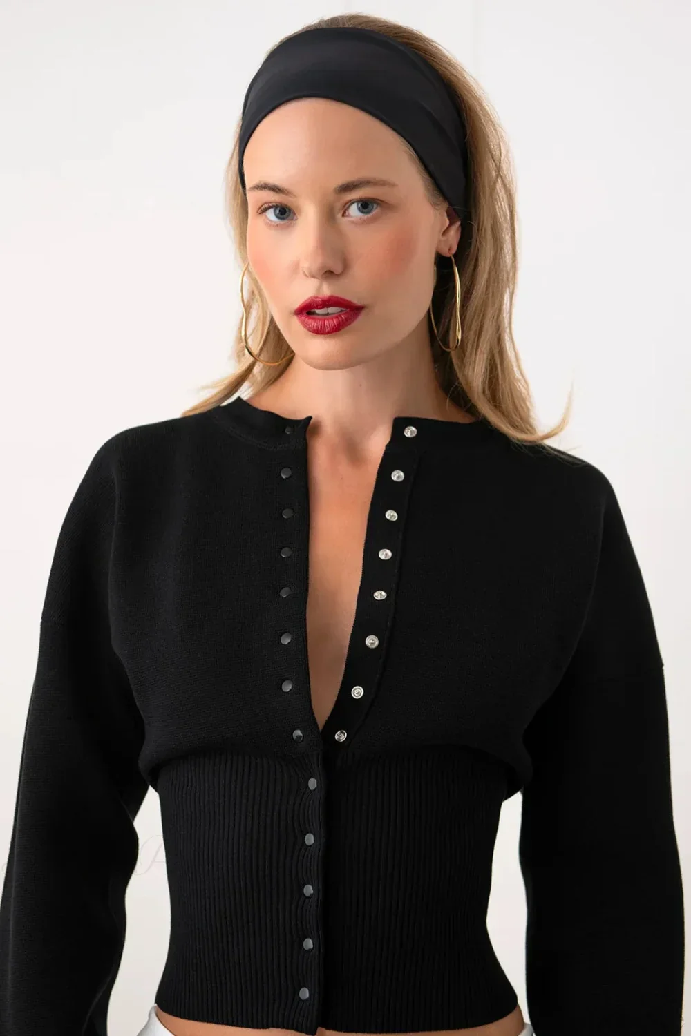 Solid Color Button Long Sleeve Slim Cardigan Sweater - Image 8