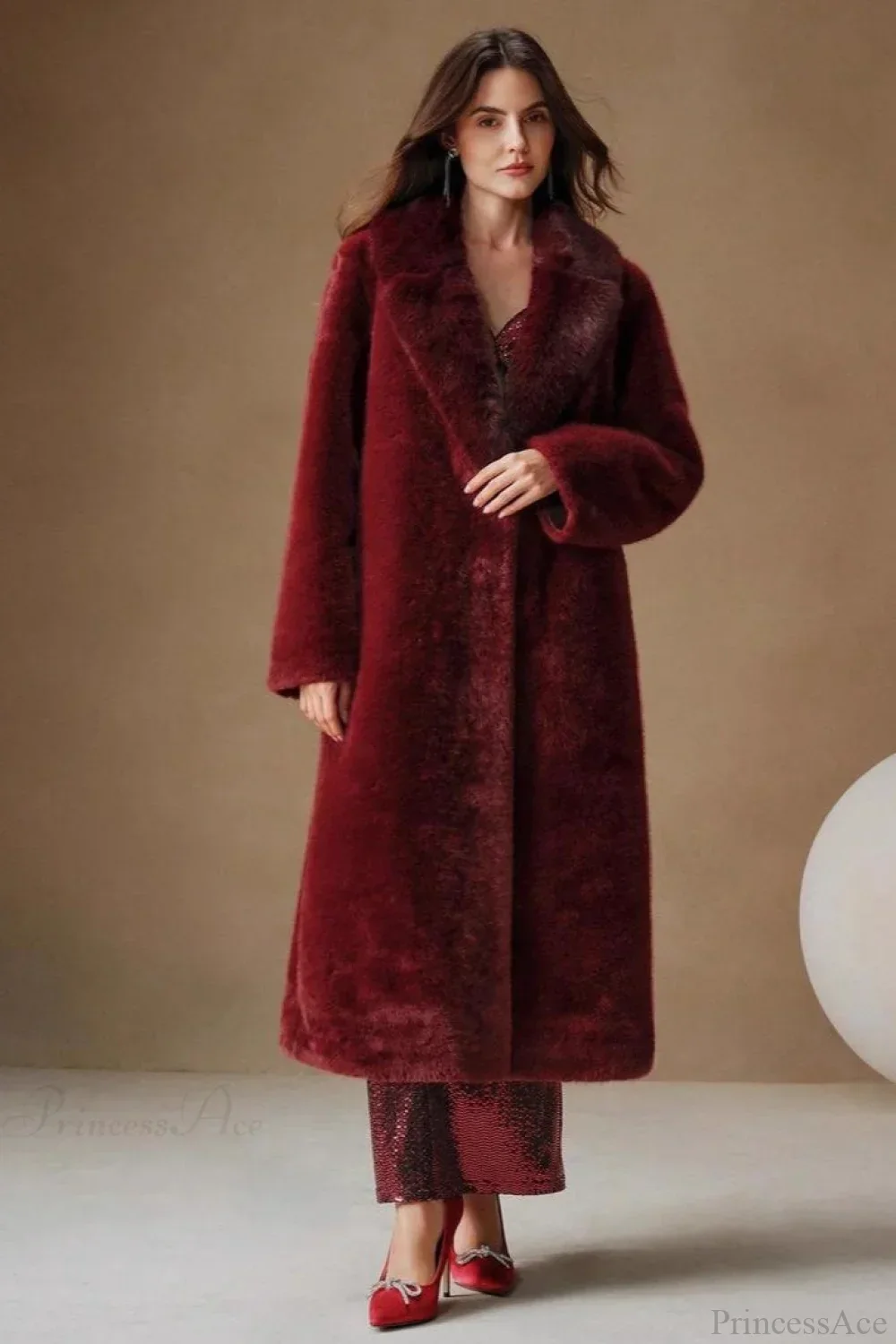 Solid Color Casual Furry Collar Faux Fur Overcoat - Image 5