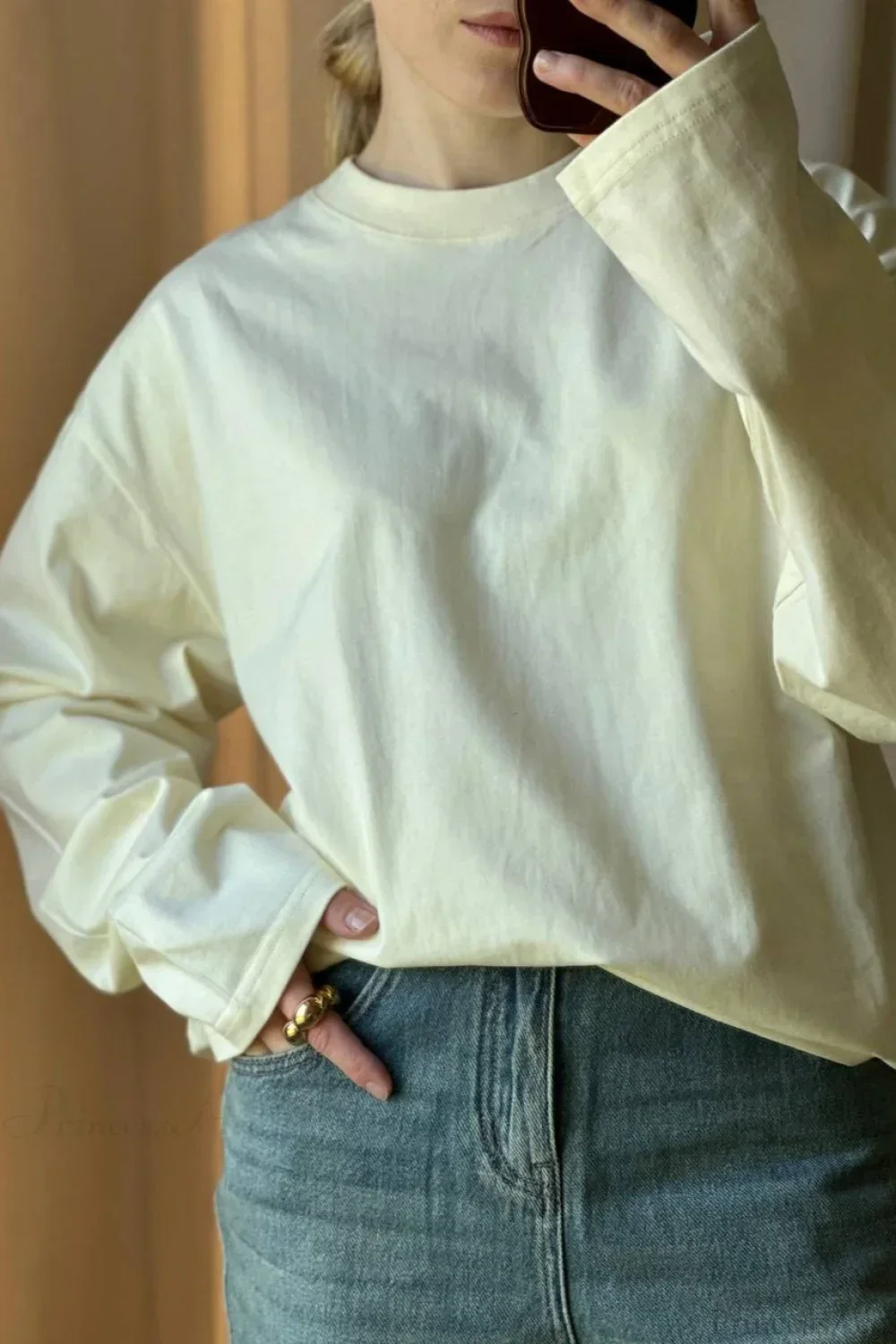 Solid Color Crew Neck Loose Casual Long Sleeve Tee - Image 14