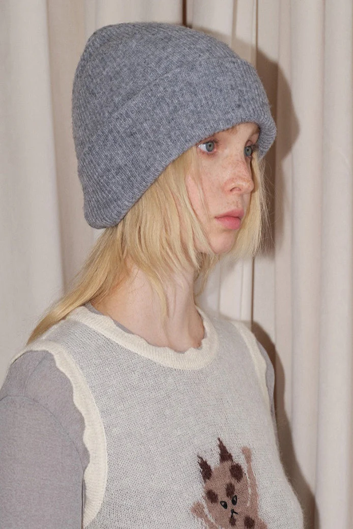 Solid Color Double Layer Soft Wool Knitted Hat - Image 2