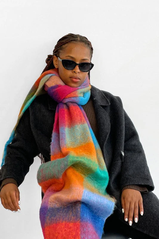 Solid Color Fringe Mohair Scarf - Image 2