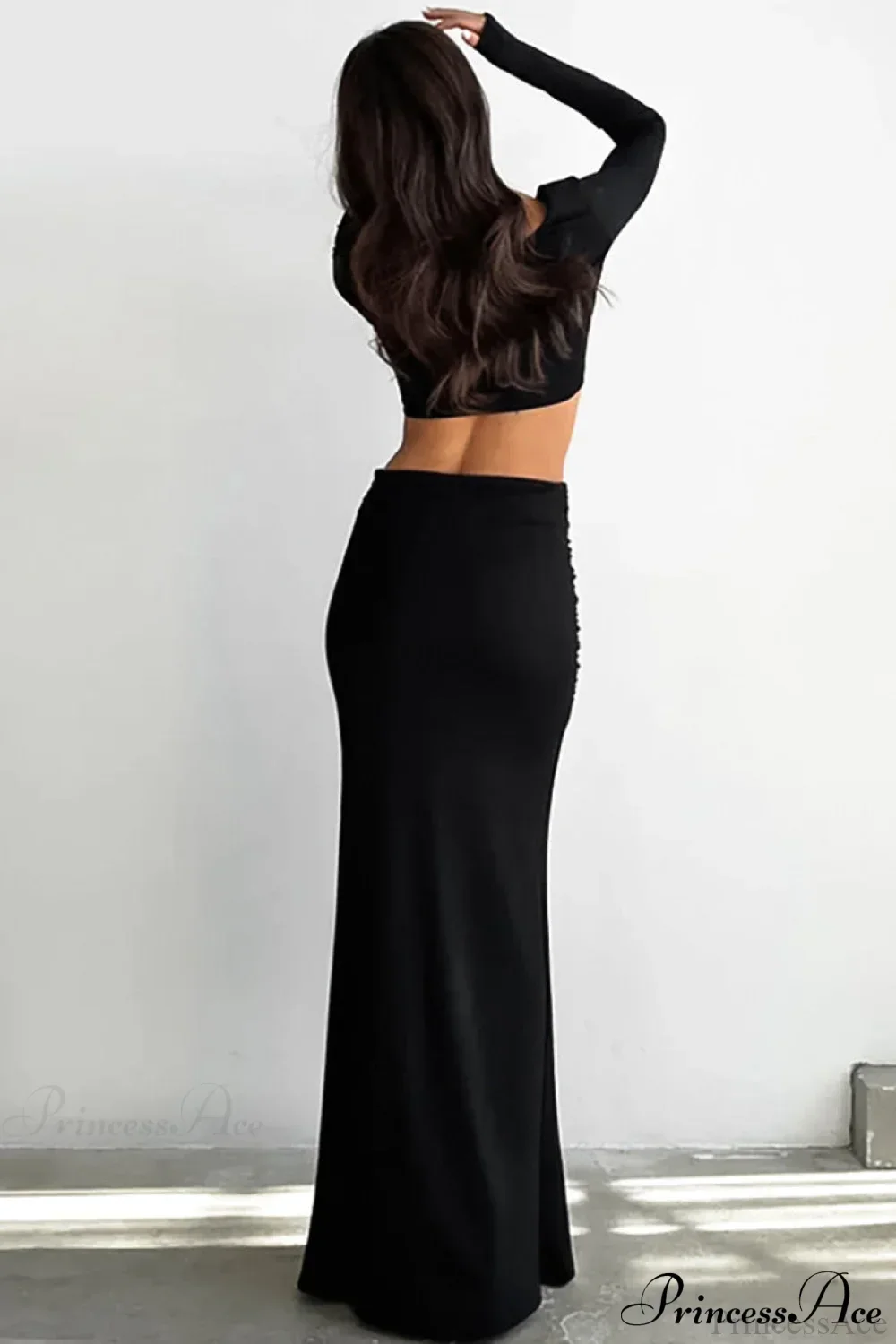 Solid Color High Waist Fishtail Slim Skirt - Image 4