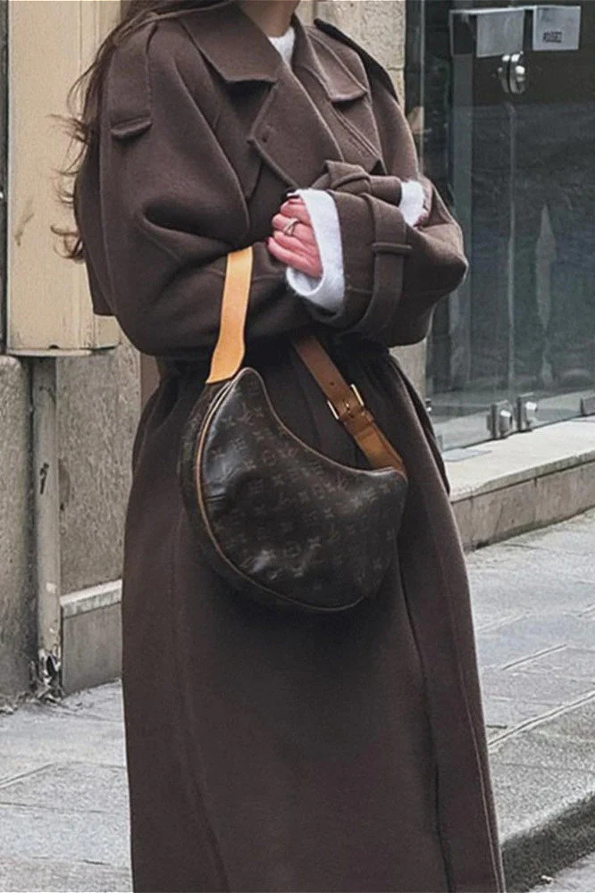 Solid Color Longline Elegant Long Sleeve  Overcoat - Image 6