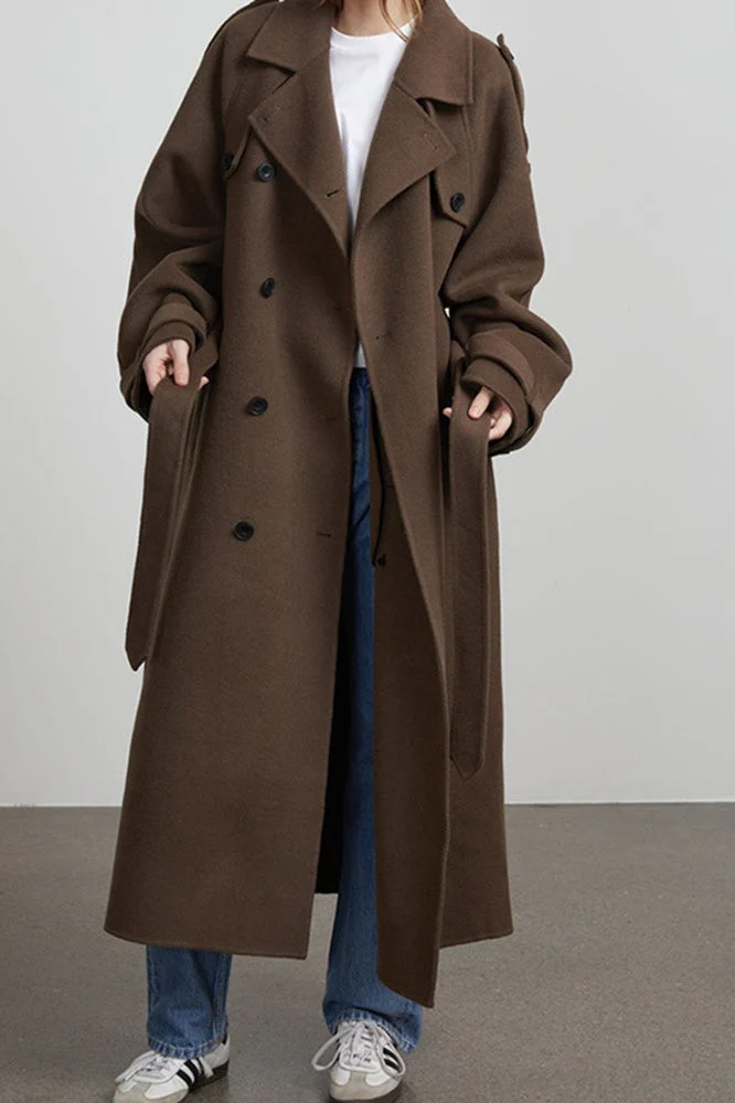 Solid Color Longline Elegant Long Sleeve  Overcoat - Image 7