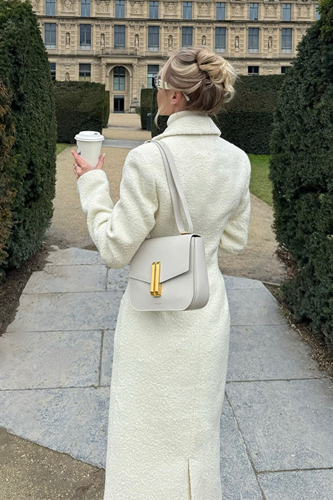 Solid Color Slim Fit Long Elegant Tailored Overcoat - Image 4