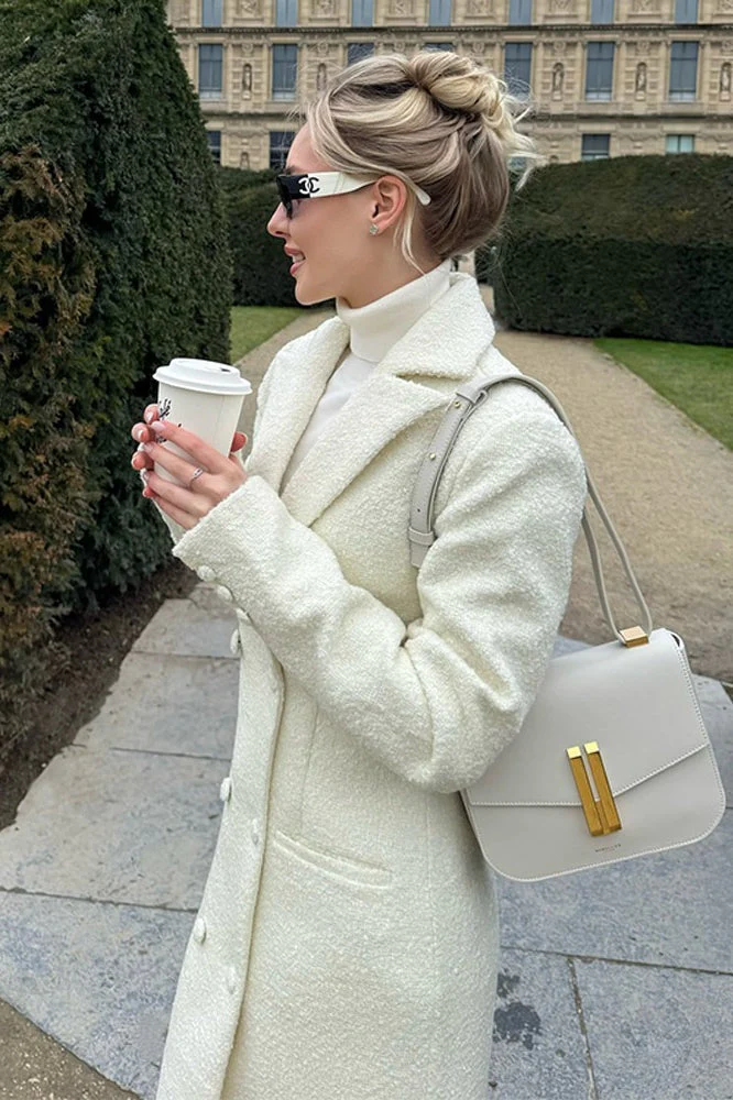 Solid Color Slim Fit Long Elegant Tailored Overcoat - Image 5
