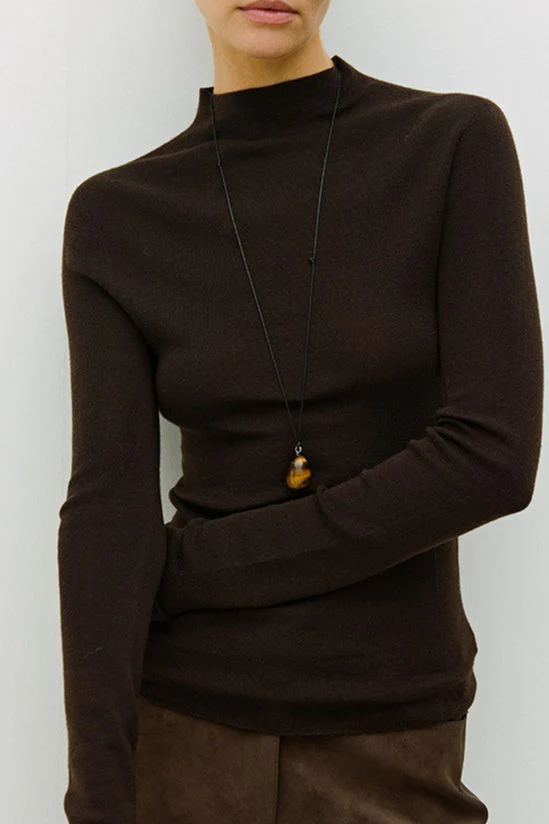 Solid Color Washable Wool Turtleneck Long Sleeve Tee - Image 15