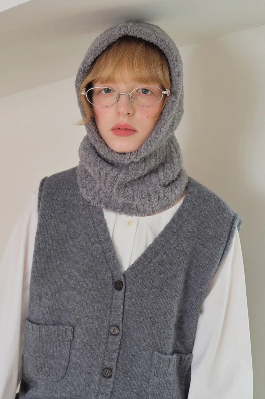 Solid Color Wool Blend Balaclava One-Piece Warm Knitted Hat - Image 10