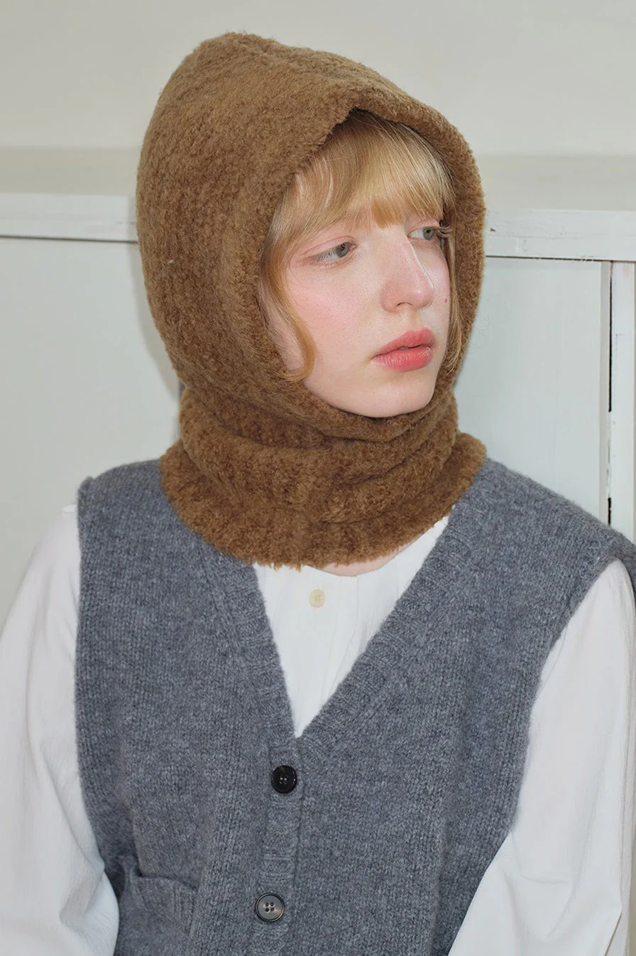 Solid Color Wool Blend Balaclava One-Piece Warm Knitted Hat - Image 11