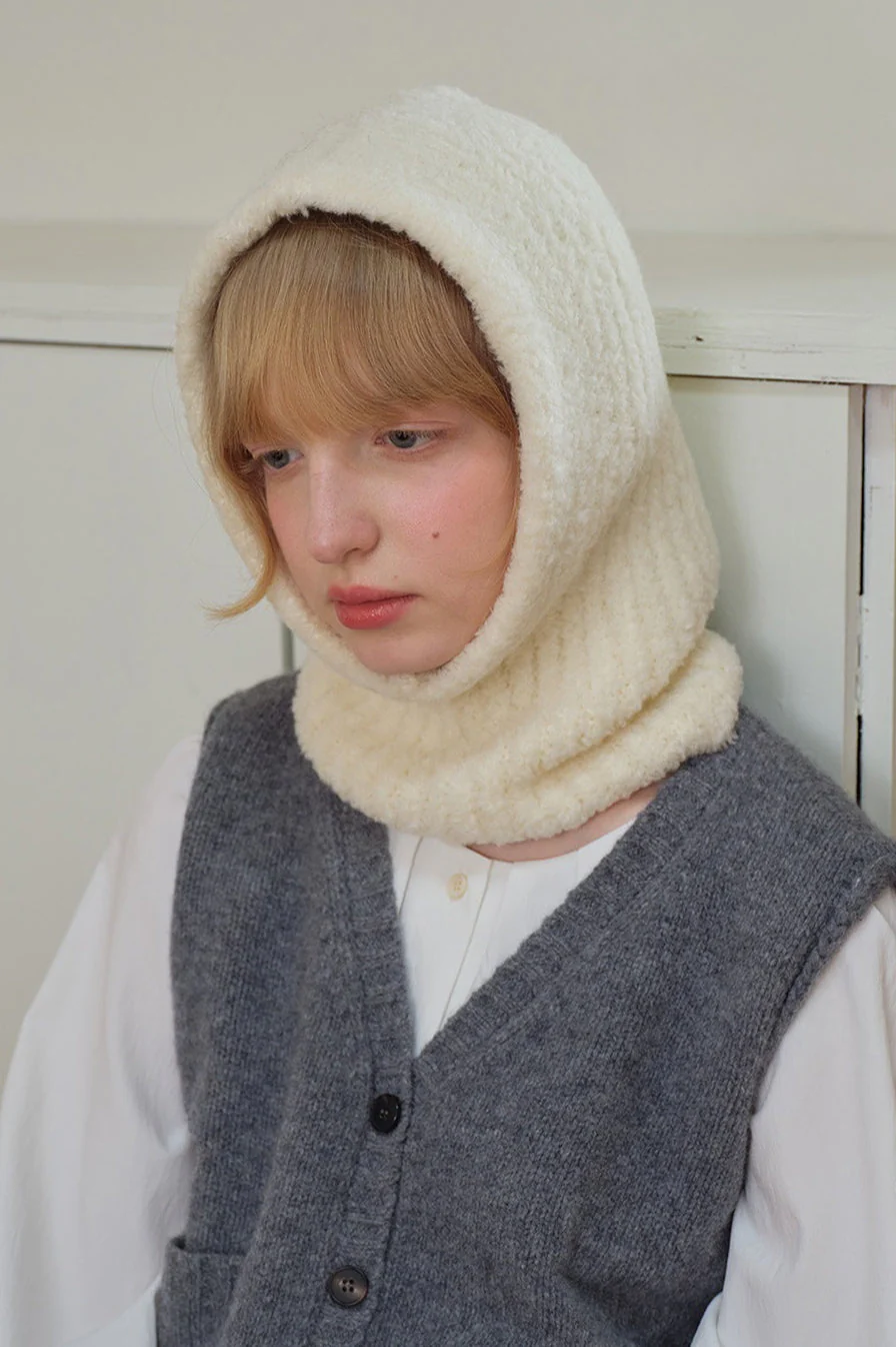 Solid Color Wool Blend Balaclava One-Piece Warm Knitted Hat - Image 2
