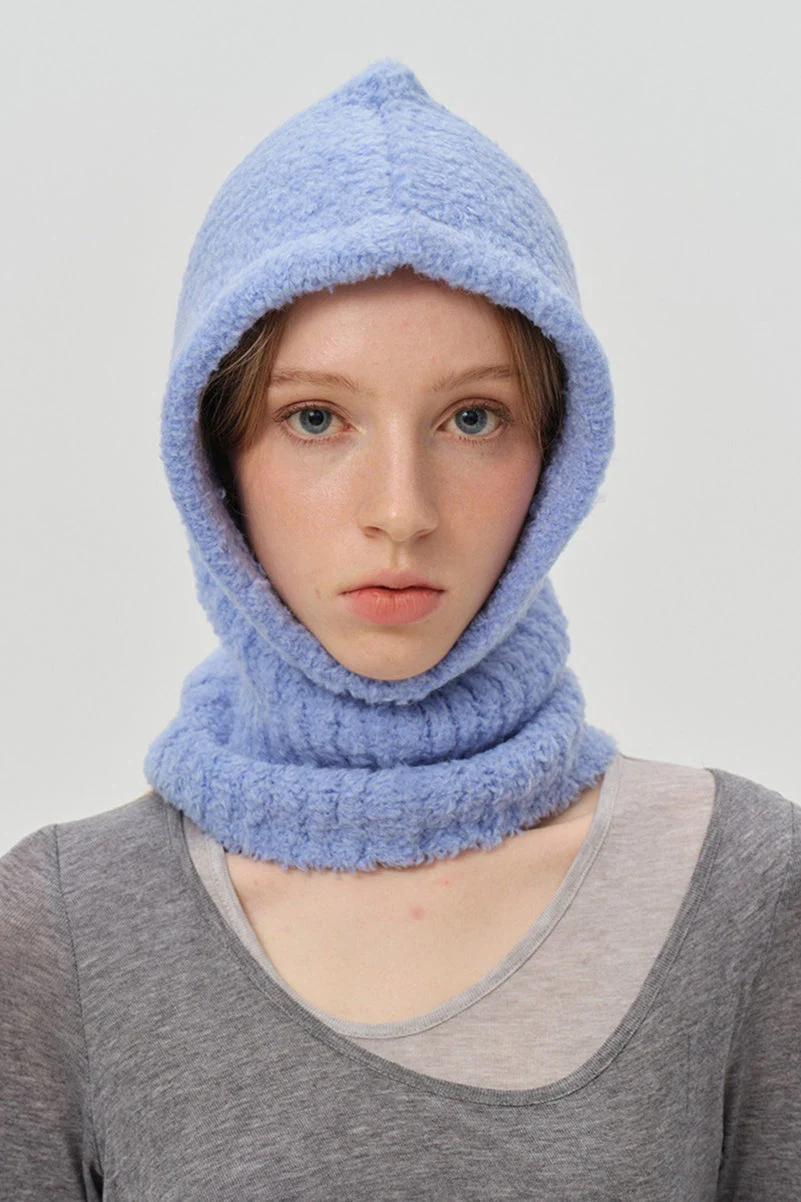 Solid Color Wool Blend Balaclava One-Piece Warm Knitted Hat - Image 3