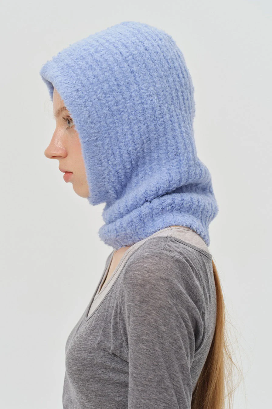 Solid Color Wool Blend Balaclava One-Piece Warm Knitted Hat - Image 4