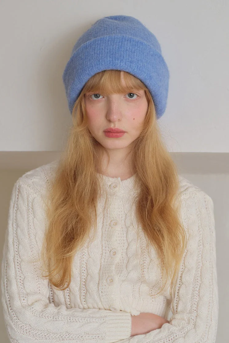 Solid Color Wool Blend Double Layer Seamless Thick Knitted Hat - Image 2