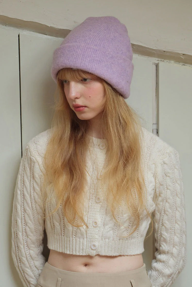 Solid Color Wool Blend Double Layer Seamless Thick Knitted Hat - Image 3