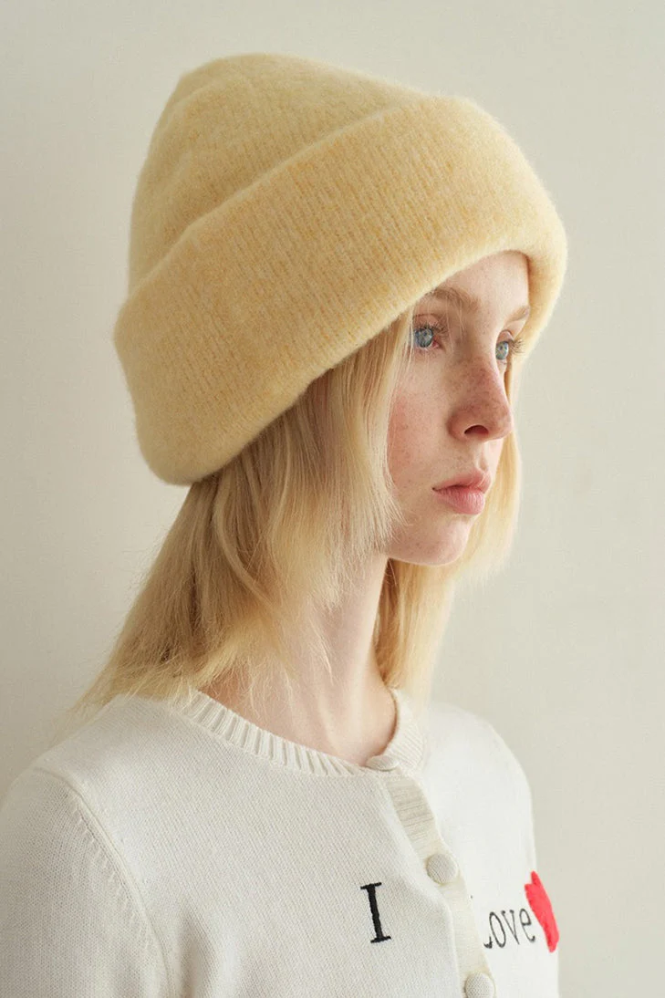 Solid Color Wool Blend Double Layer Seamless Thick Knitted Hat - Image 4