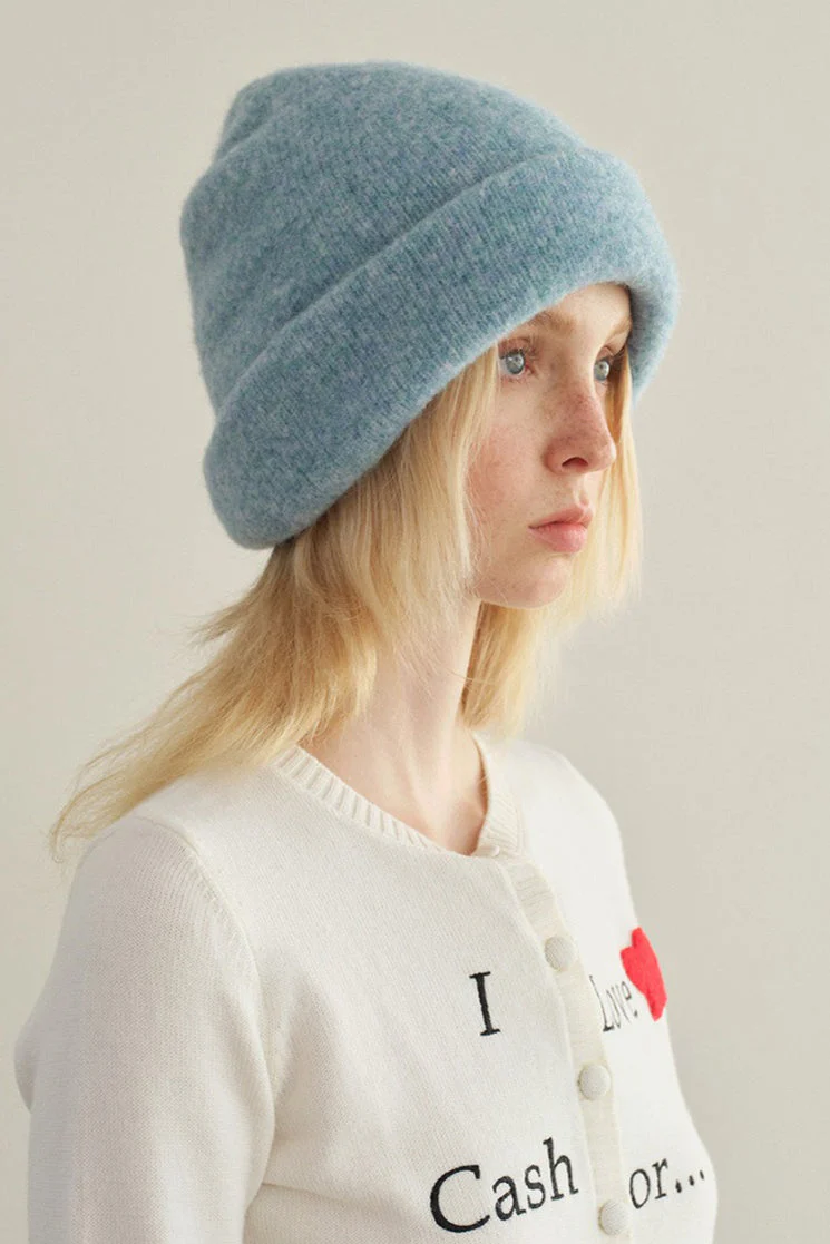 Solid Color Wool Blend Double Layer Seamless Thick Knitted Hat - Image 5