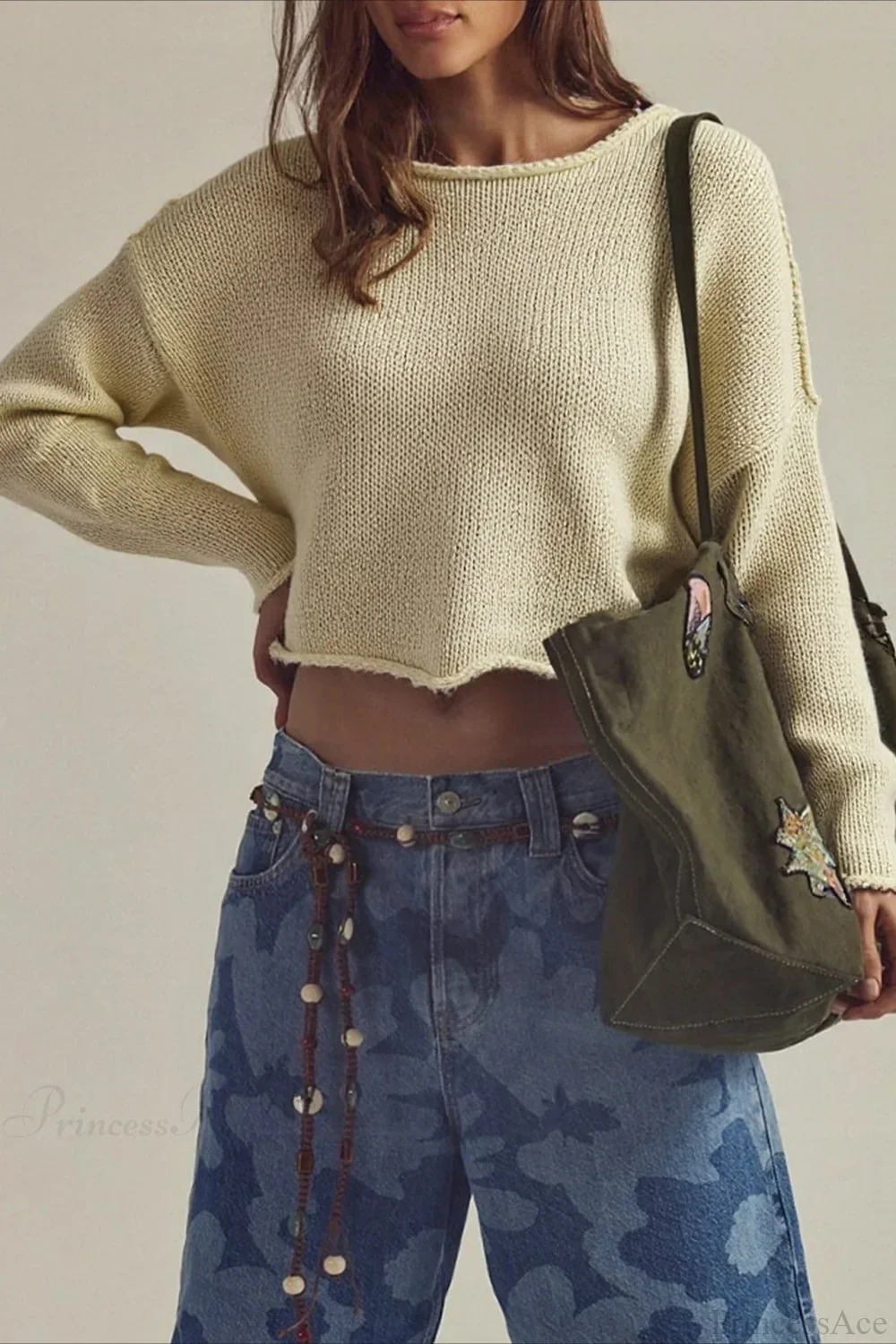 Solid Crewneck Long Sleeve Sweater - Image 2