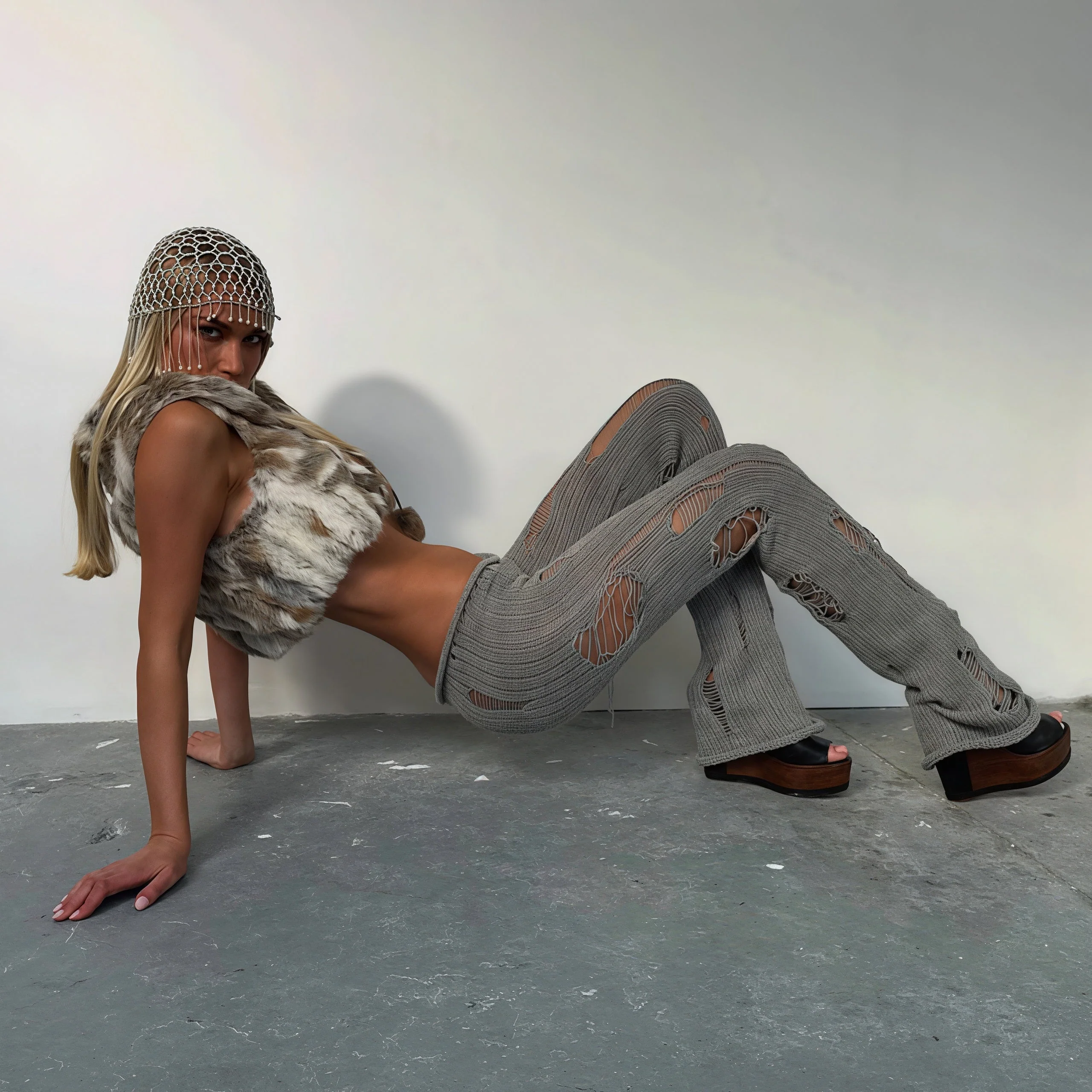 Solid Cutout Distressed Slim Edgy Pants - Image 5