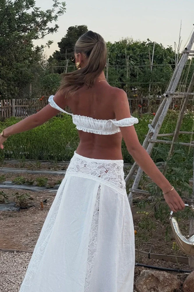Solid Cutout Waist Bikini Cover Up Beach Skirt Set - Image 6