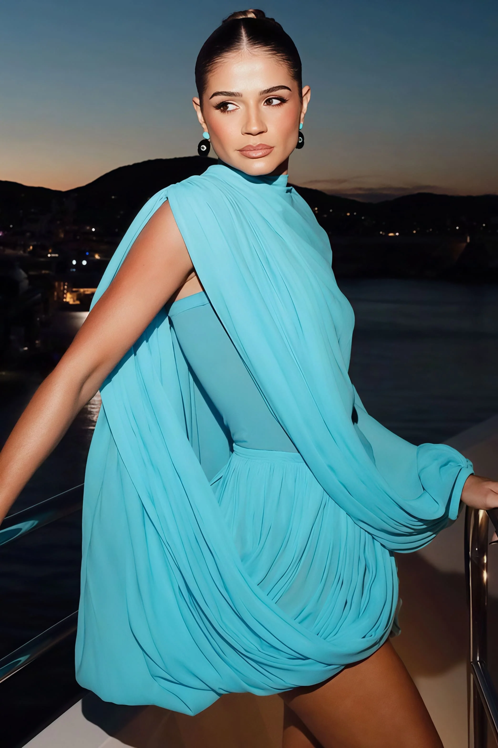 Solid Elegant Draped Bandeau Skirt Set - Image 2