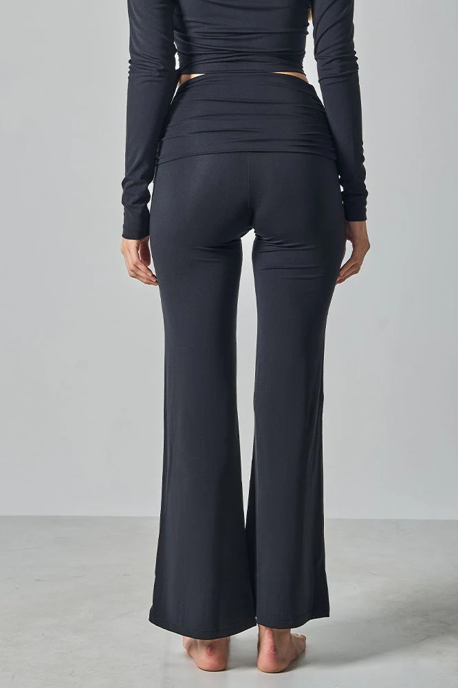 Solid Fitted Foldover Soft Pants - Image 14