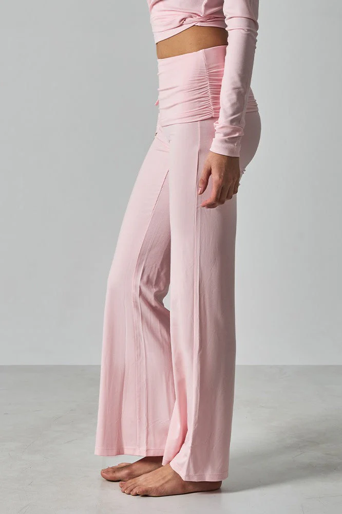 Solid Fitted Foldover Soft Pants - Image 3