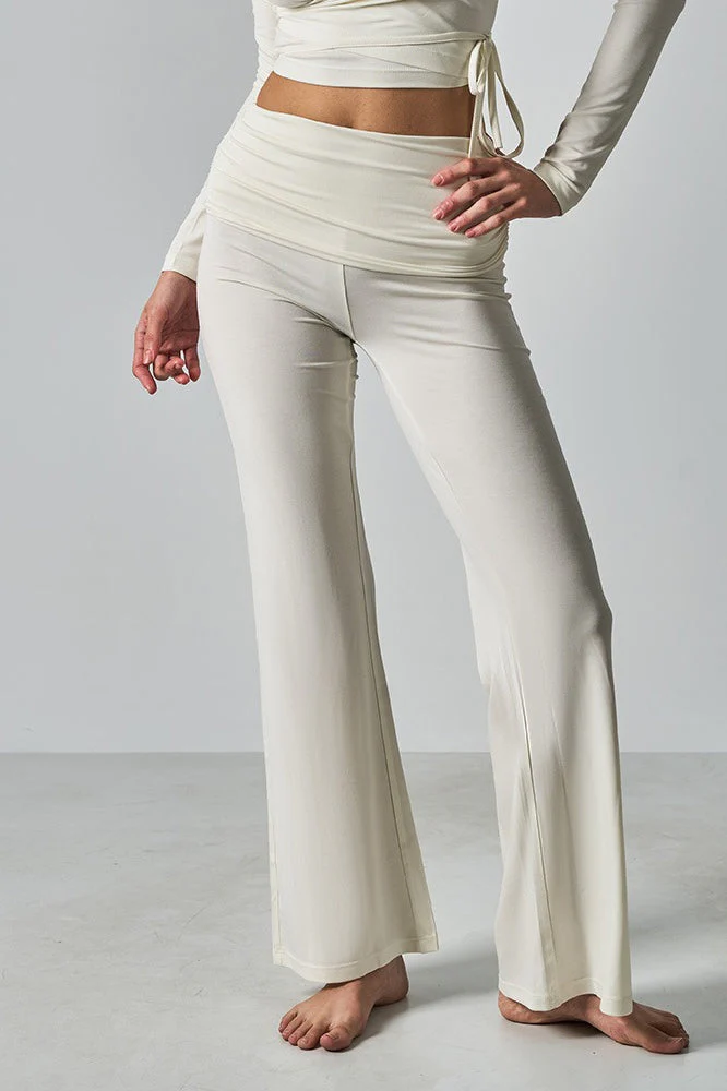 Solid Fitted Foldover Soft Pants - Image 5