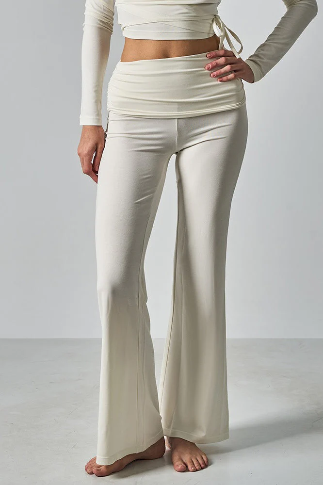 Solid Fitted Foldover Soft Pants - Image 6