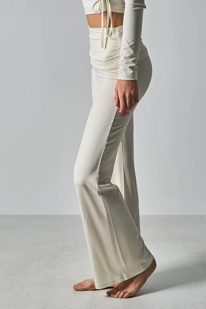 Solid Fitted Foldover Soft Pants - Image 7