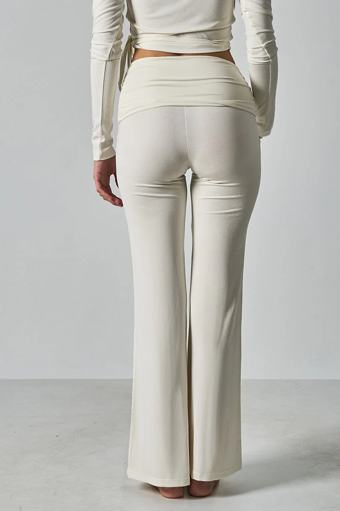 Solid Fitted Foldover Soft Pants - Image 9