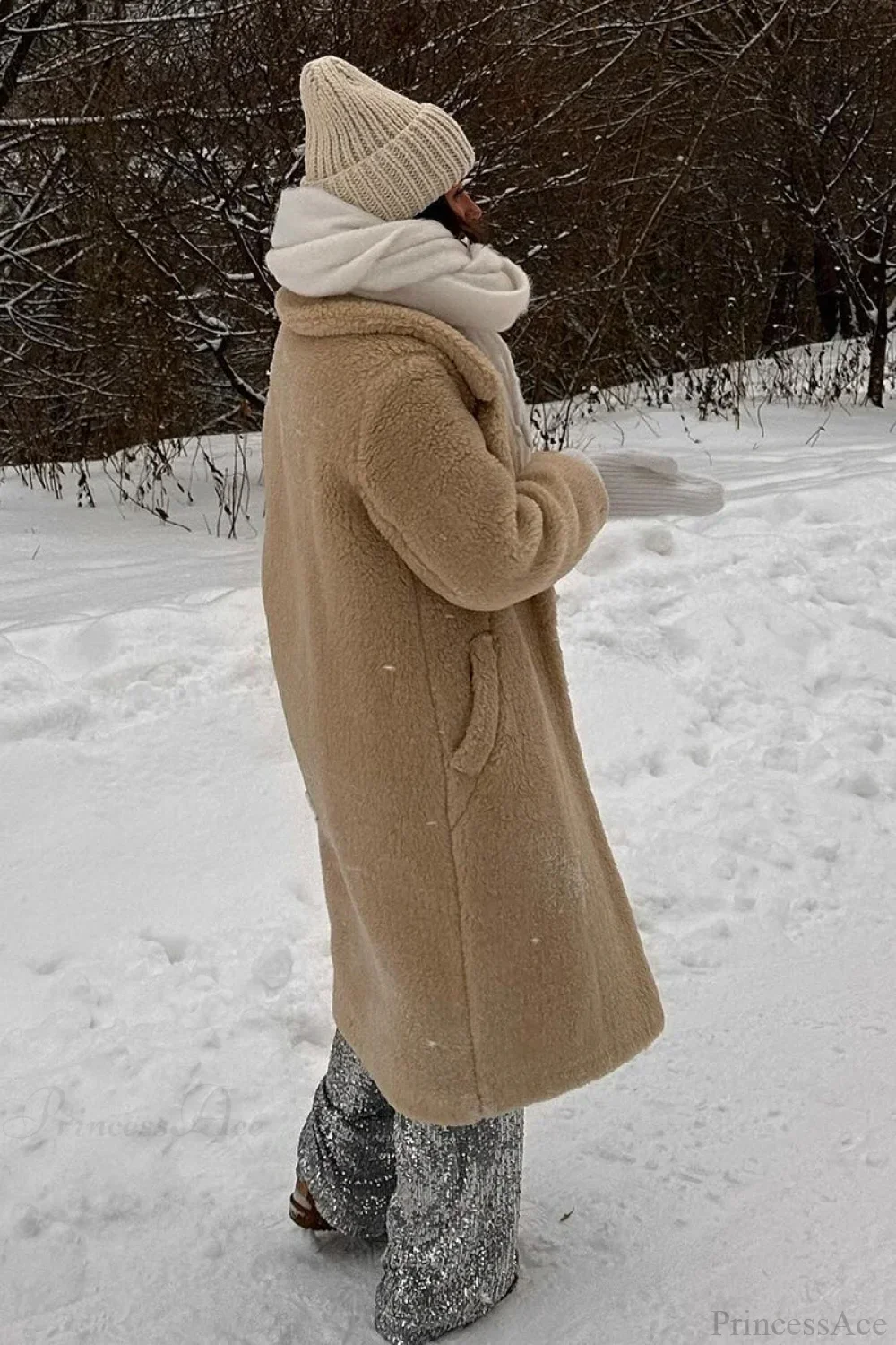 Solid Fleece Warm Casual loose fit Overcoat - Image 3