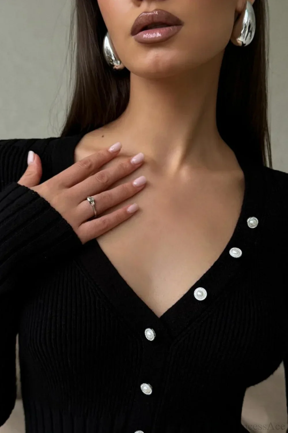 solid Knit Half Placket Slim Long Sleeve Tee - Image 12