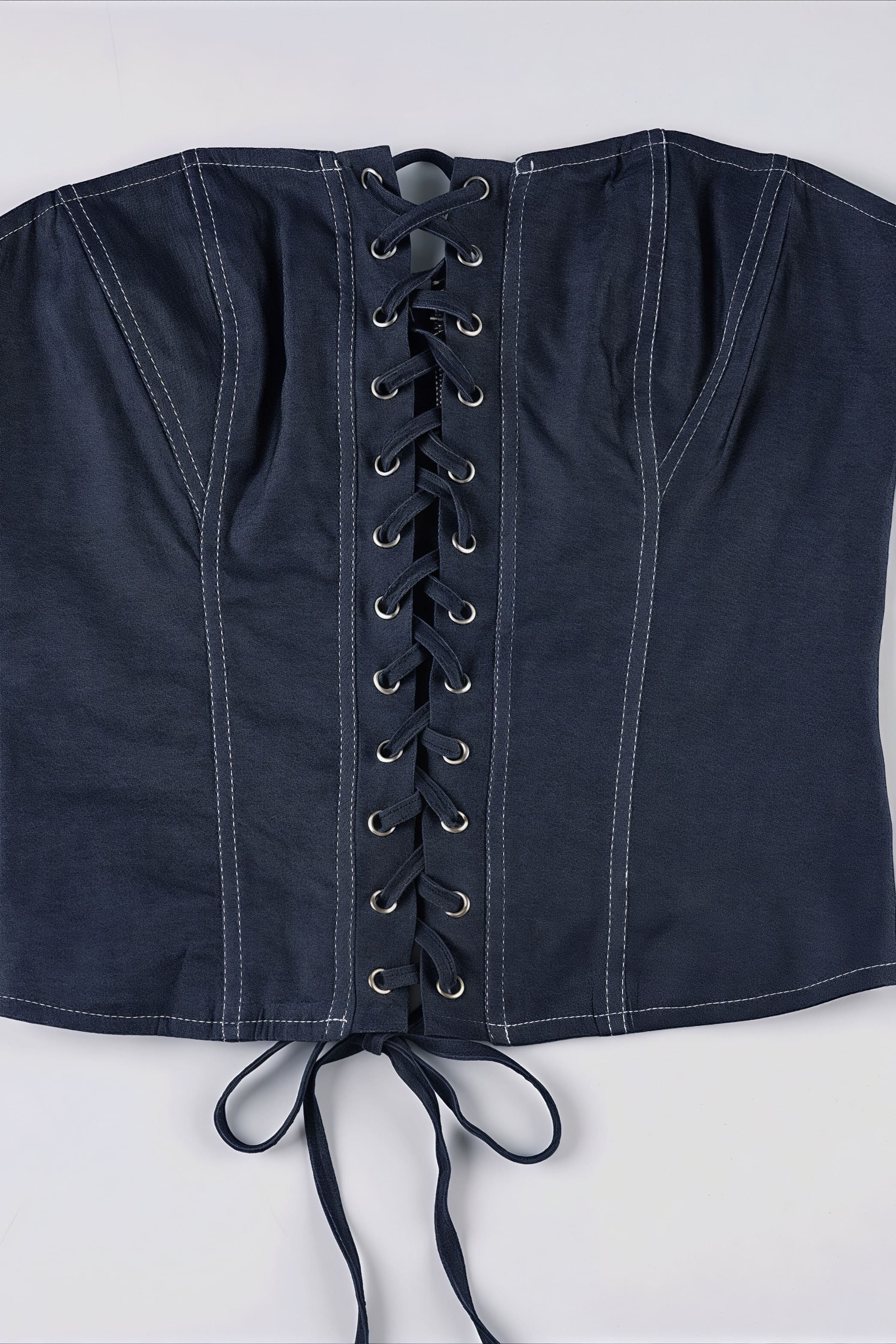 Solid Knit Tie Bandeau Low Waist Pleated Skirt Set - Image 5