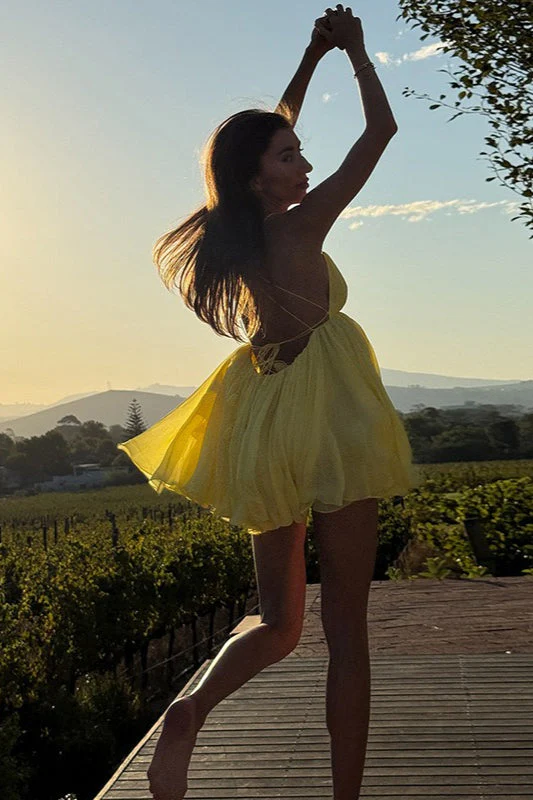 Solid Loose Flowy High Waist V Neck Cami Mini Dress - Image 5