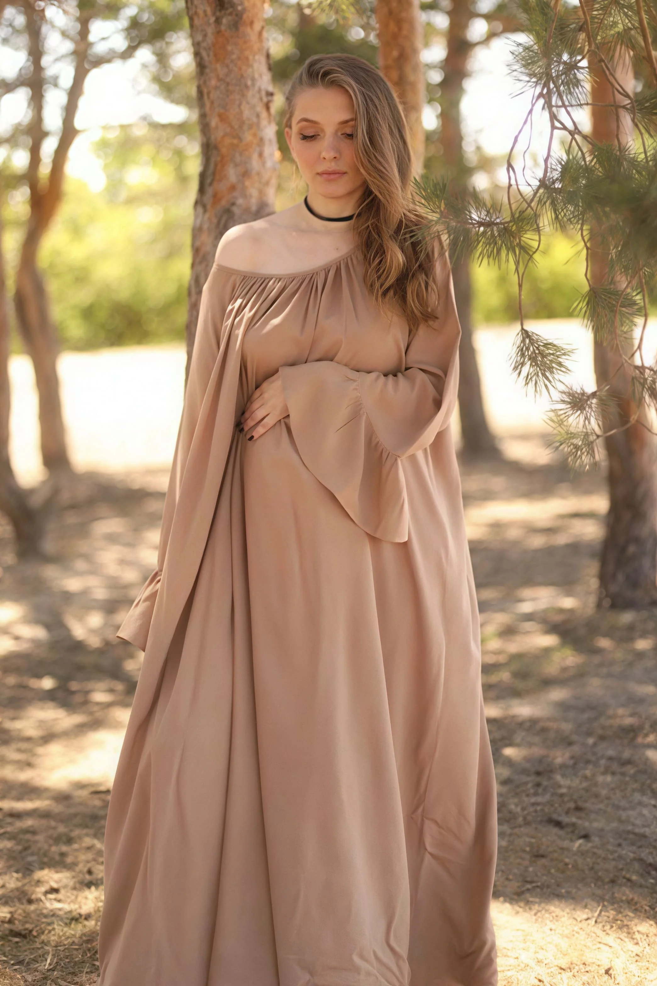 Solid Loose Slouchy Flared Hem Maxi Dress - Image 10