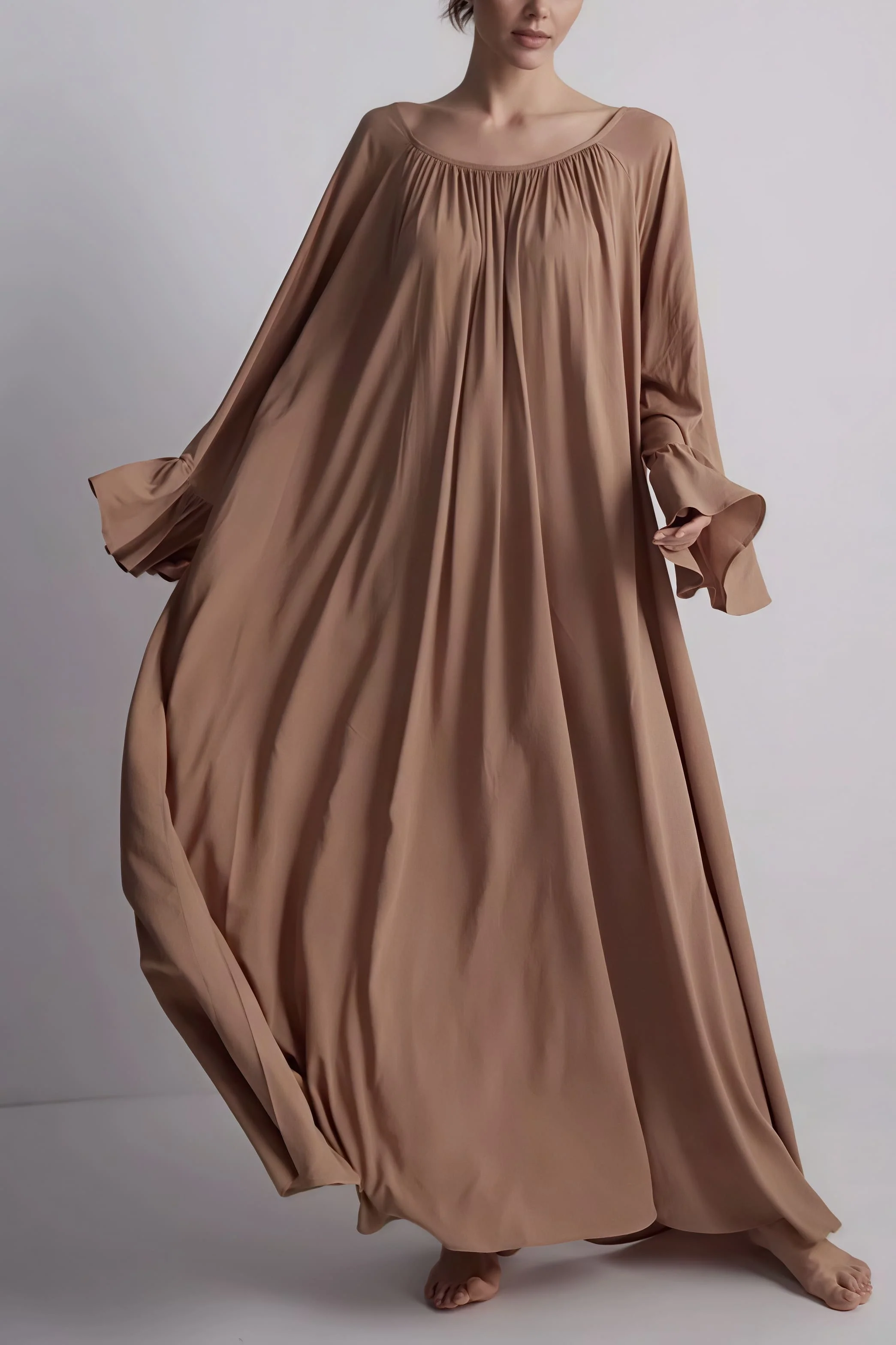Solid Loose Slouchy Flared Hem Maxi Dress - Image 11