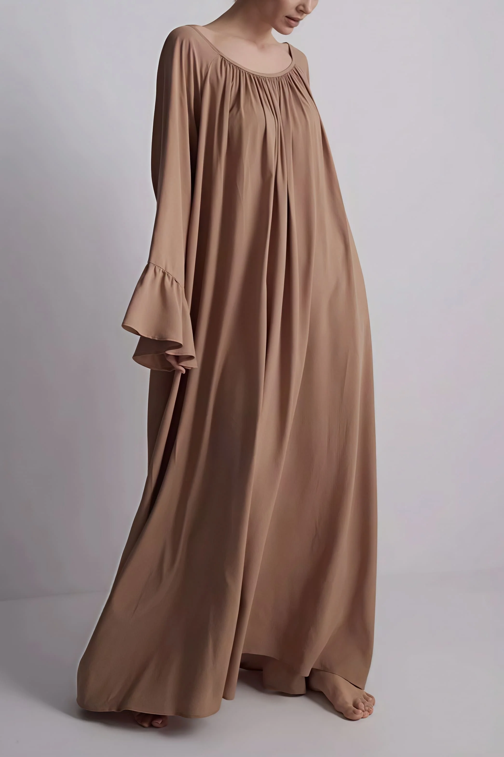 Solid Loose Slouchy Flared Hem Maxi Dress - Image 12