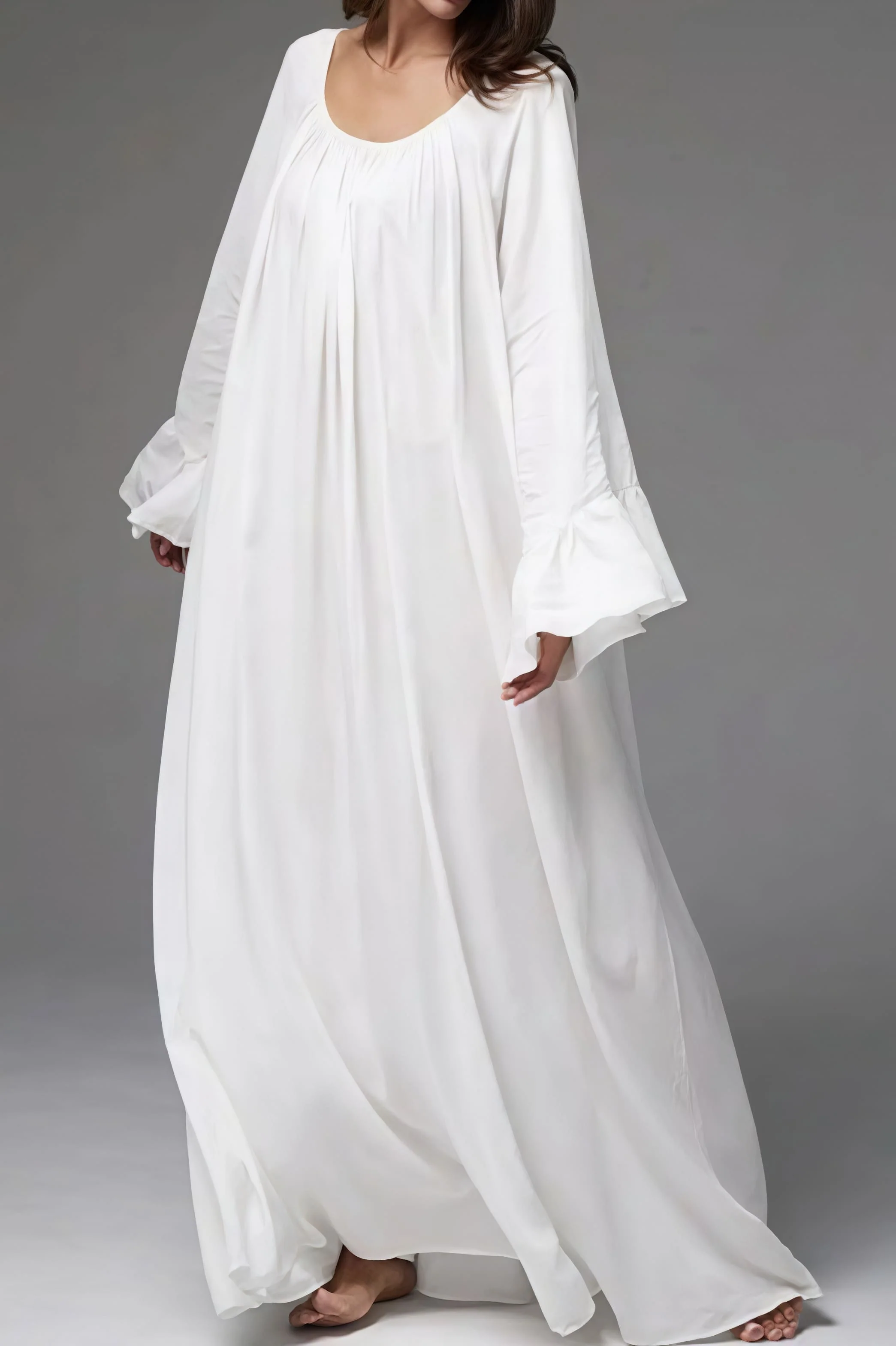 Solid Loose Slouchy Flared Hem Maxi Dress - Image 5