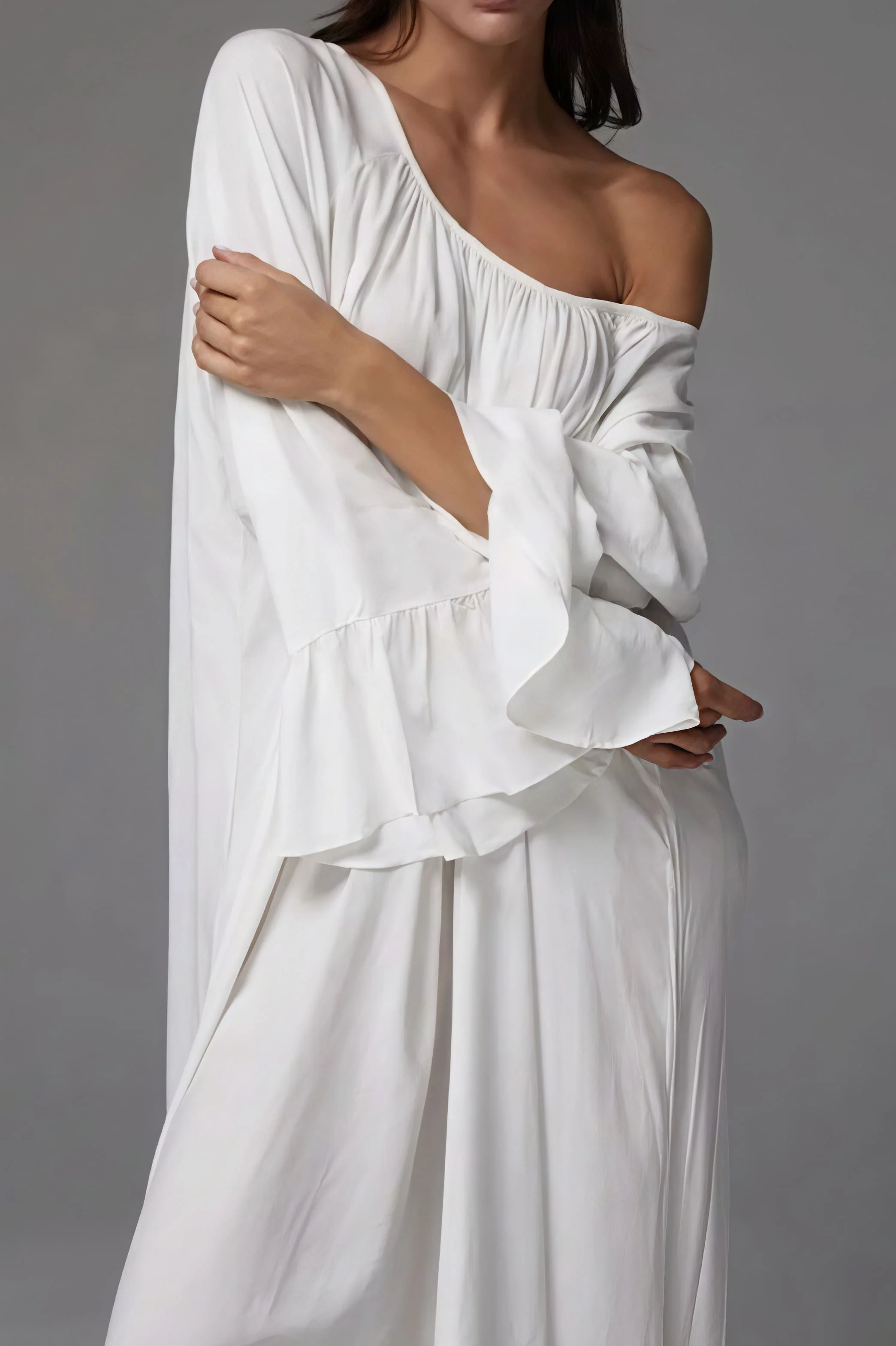 Solid Loose Slouchy Flared Hem Maxi Dress - Image 6