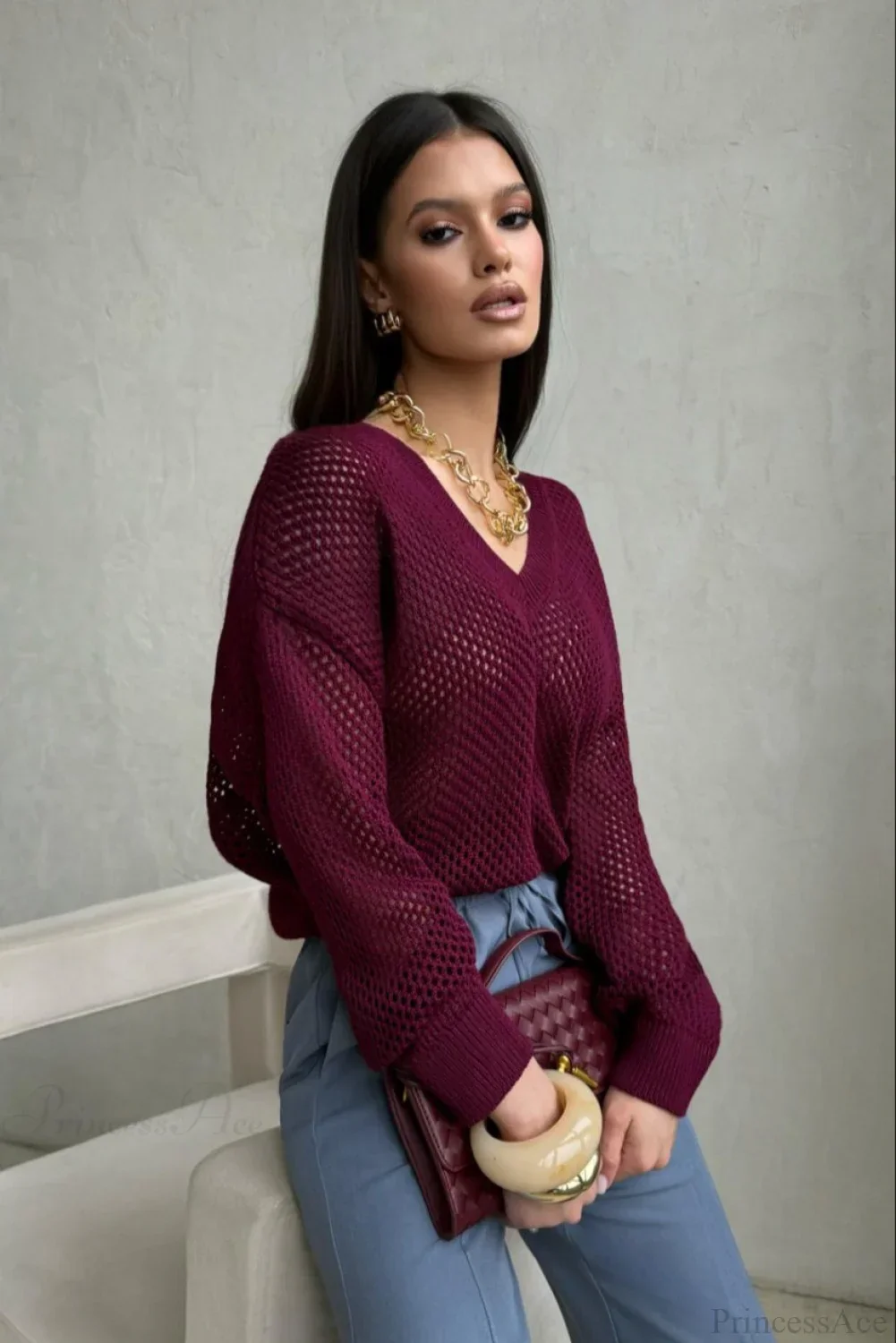 Solid Minimalist Cutout Chic Cropped Sweater - Image 4