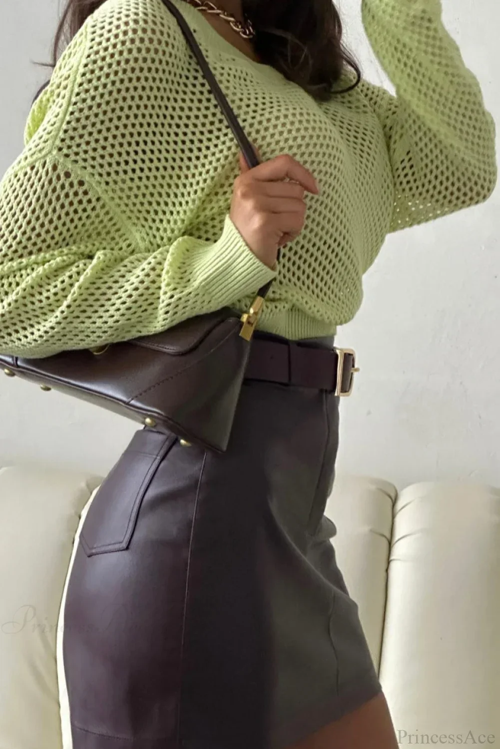 Solid Minimalist Cutout Chic Cropped Sweater - Image 8