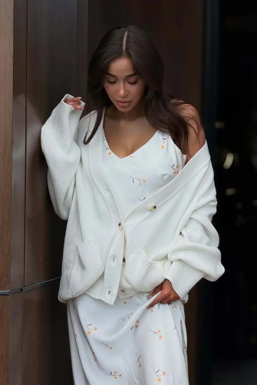 Solid Minimalist Sheer Long Sleeve Sweater - Image 2