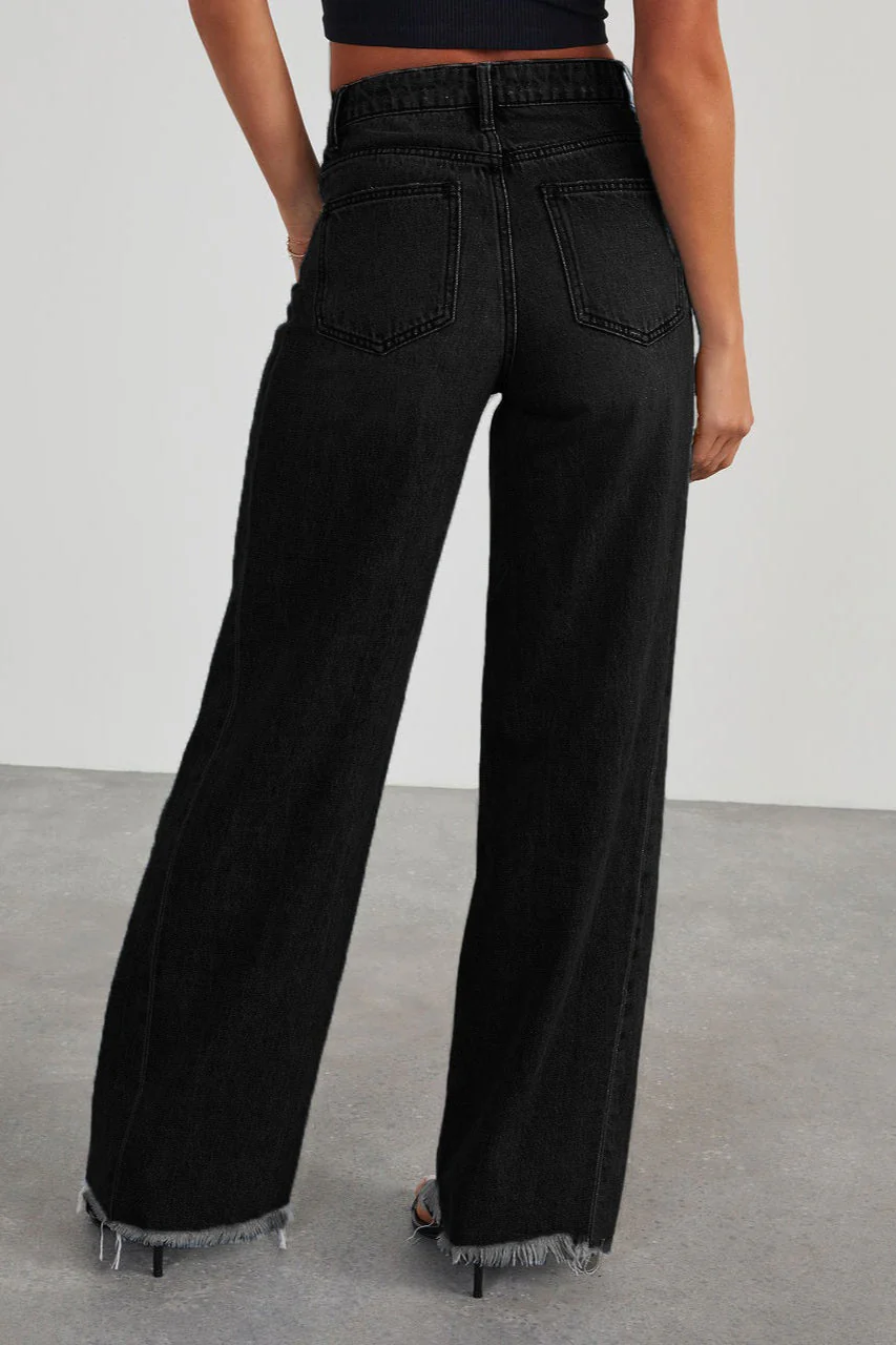 Solid Minimalist Washed Wide Leg Jeans - Image 11
