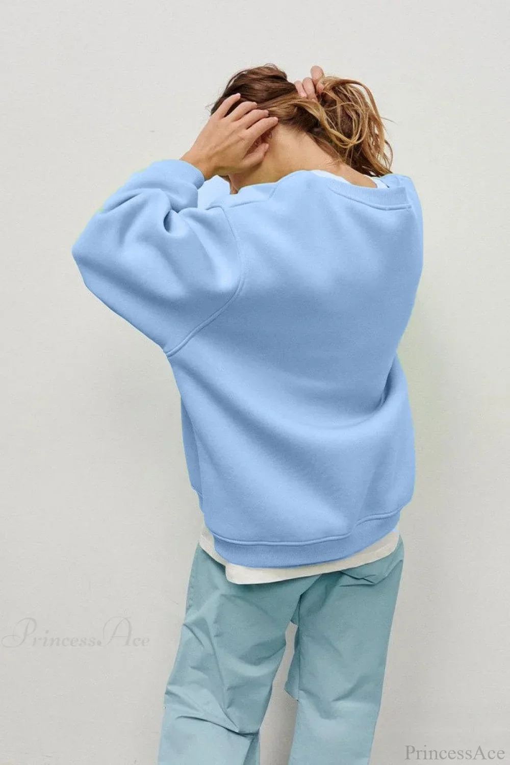 Solid Oversize Relaxed Pullover Sweatshirt - Image 4