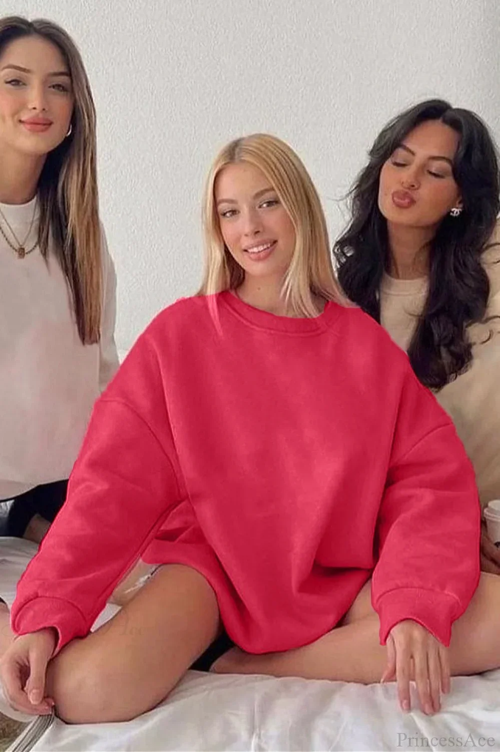 Solid Oversize Relaxed Pullover Sweatshirt - Image 5