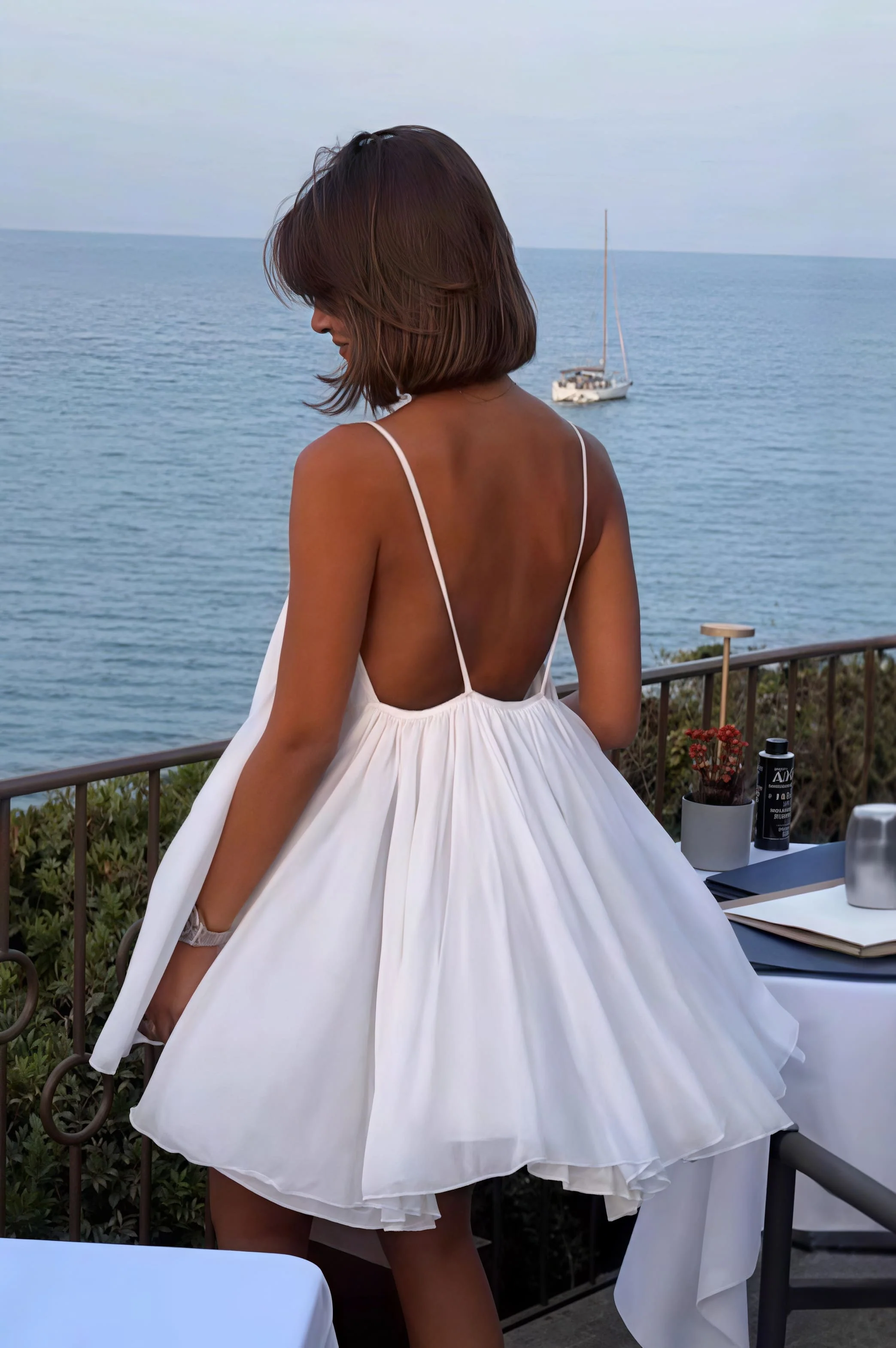 Solid Pleated Flowy Cami Mini Dress - Image 2