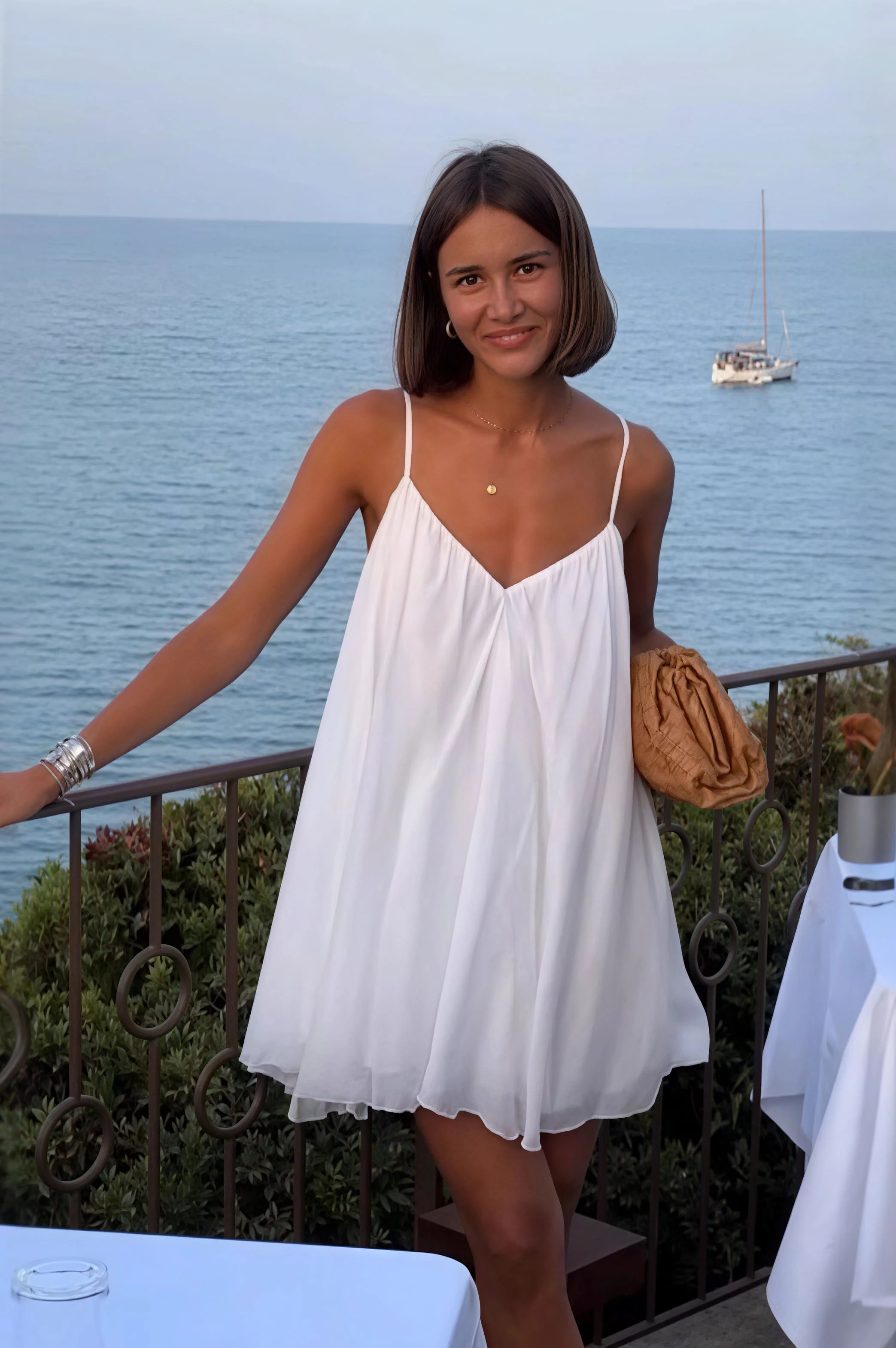 Solid Pleated Flowy Cami Mini Dress - Image 3