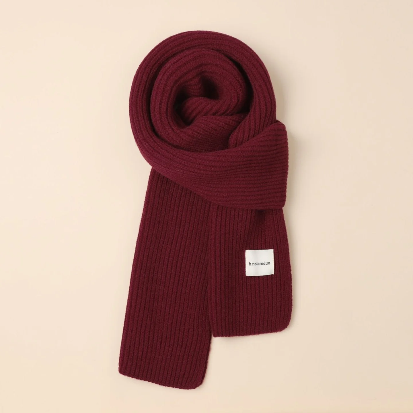 Solid Pompom Knit Scarf - Image 3